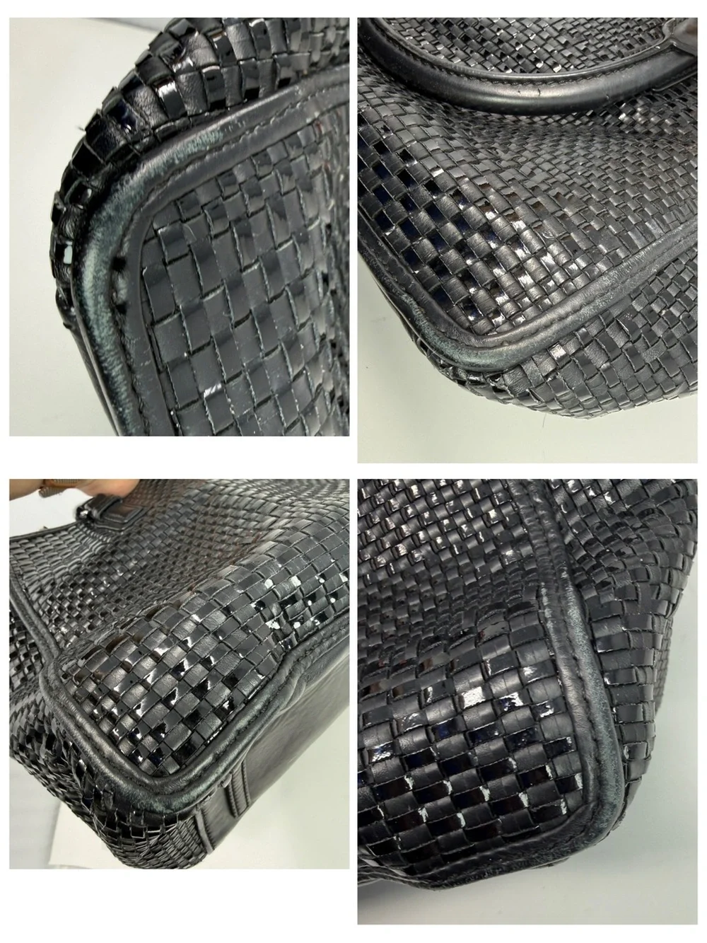 Tory Burch Robinson Black Basket Weave Leather Small Tote Satchel with Chain - Picture 11 of 16